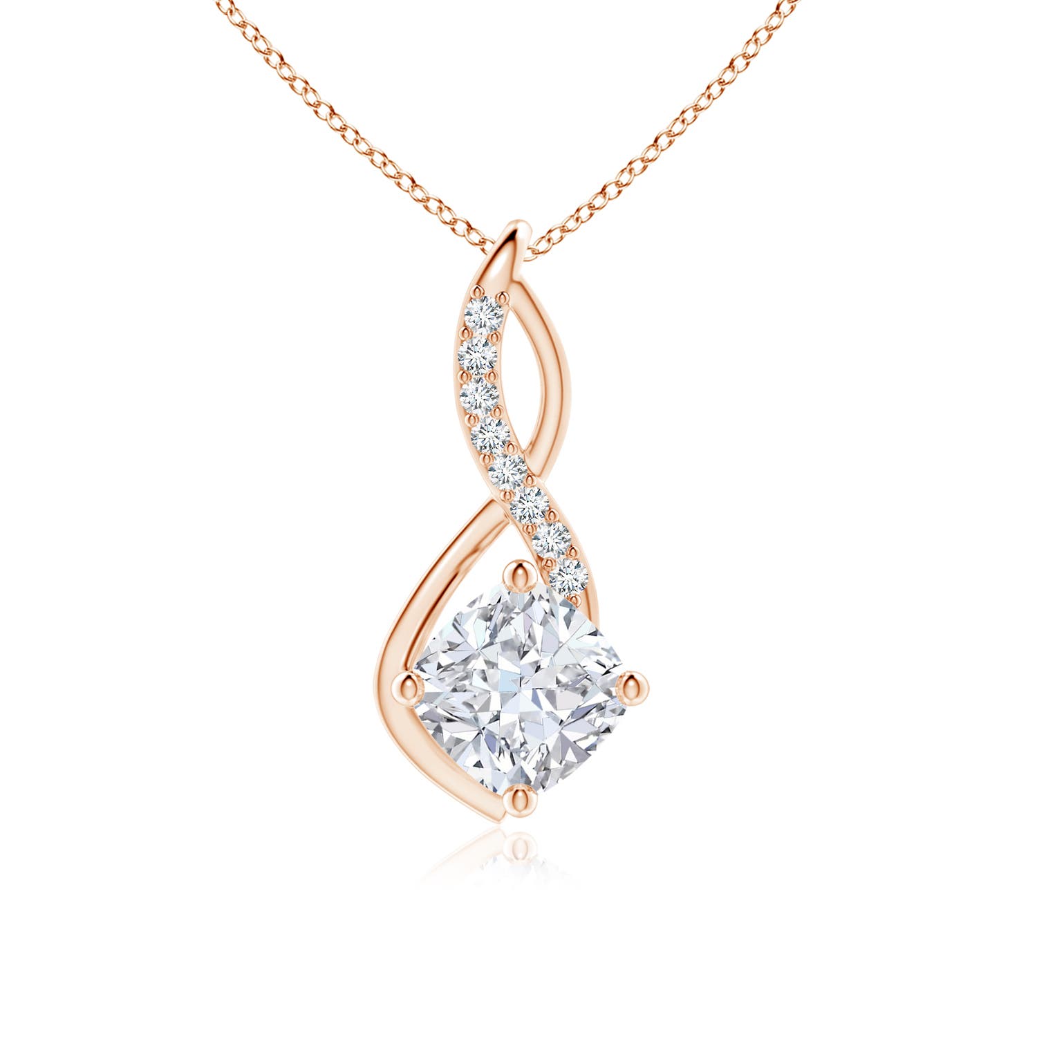8mm FGVS Cushion Lab-Grown Diamond Infinity Pendant with Accents in Rose Gold