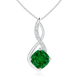 10mm Labgrown Lab-Grown Emerald Infinity Pendant with Lab Diamond Accents in P950 Platinum