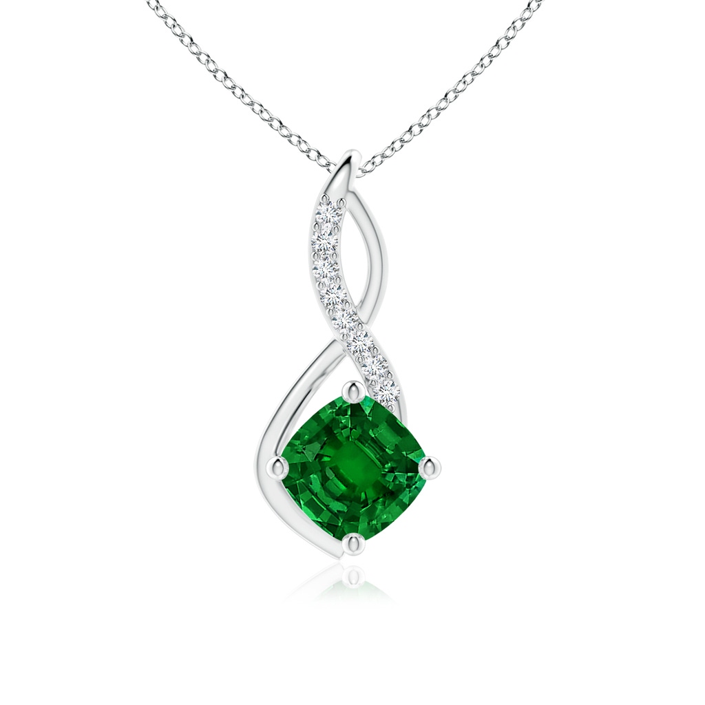 8mm Labgrown Lab-Grown Emerald Infinity Pendant with Lab Diamond Accents in White Gold