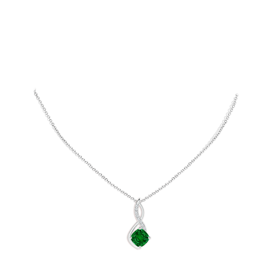 8mm Labgrown Lab-Grown Emerald Infinity Pendant with Lab Diamond Accents in White Gold pen