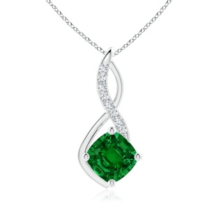 9mm Labgrown Lab-Grown Emerald Infinity Pendant with Lab Diamond Accents in P950 Platinum