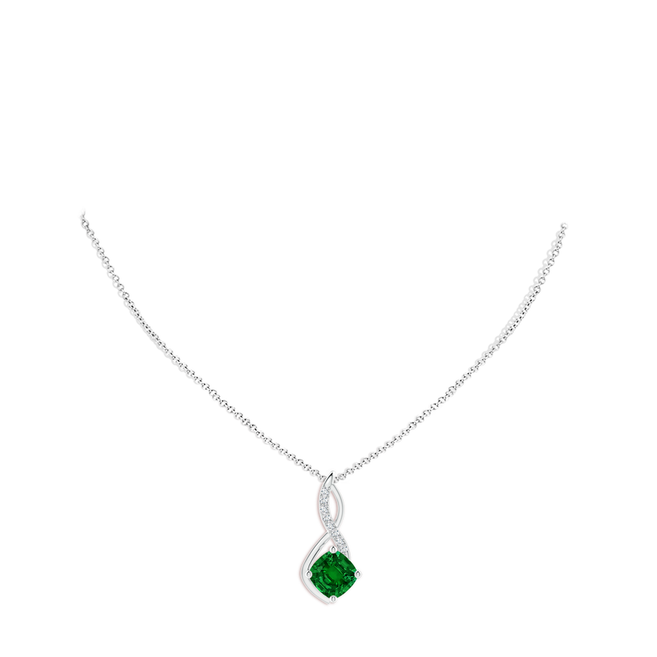 9mm Labgrown Lab-Grown Emerald Infinity Pendant with Lab Diamond Accents in White Gold pen