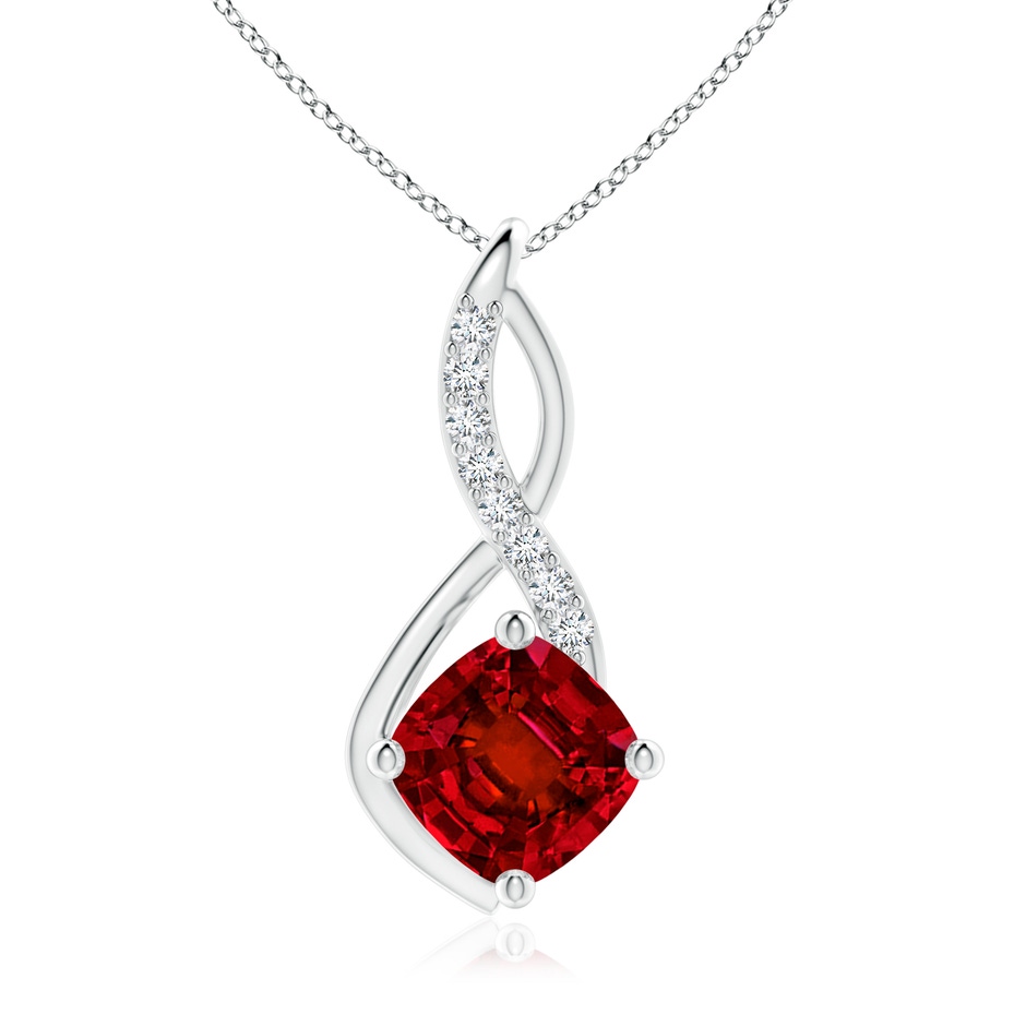 10mm Labgrown Cushion Lab-Grown Ruby Infinity Pendant with Diamond Accents in P950 Platinum 