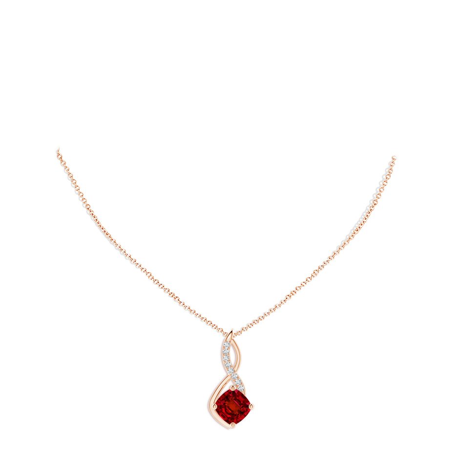 10mm Labgrown Cushion Lab-Grown Ruby Infinity Pendant with Diamond Accents in Rose Gold pen