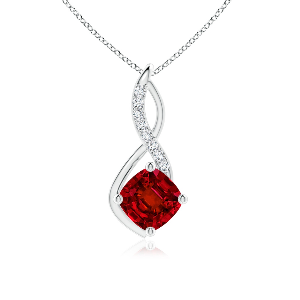 8mm Labgrown Lab-Grown Ruby Infinity Pendant with Lab Diamond Accents in White Gold