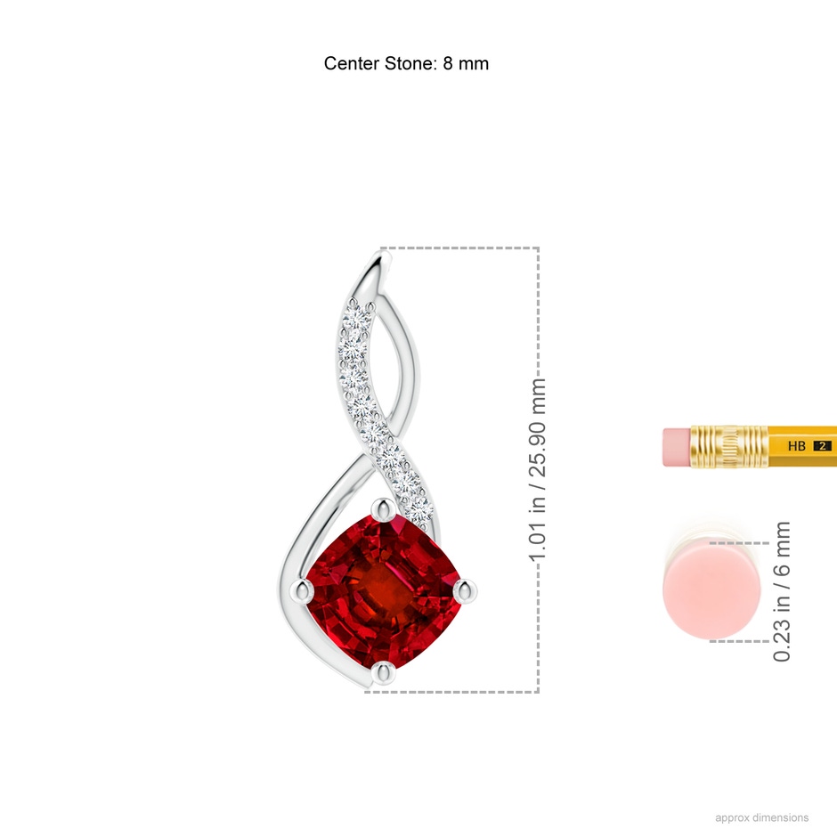 8mm Labgrown Lab-Grown Ruby Infinity Pendant with Lab Diamond Accents in White Gold ruler