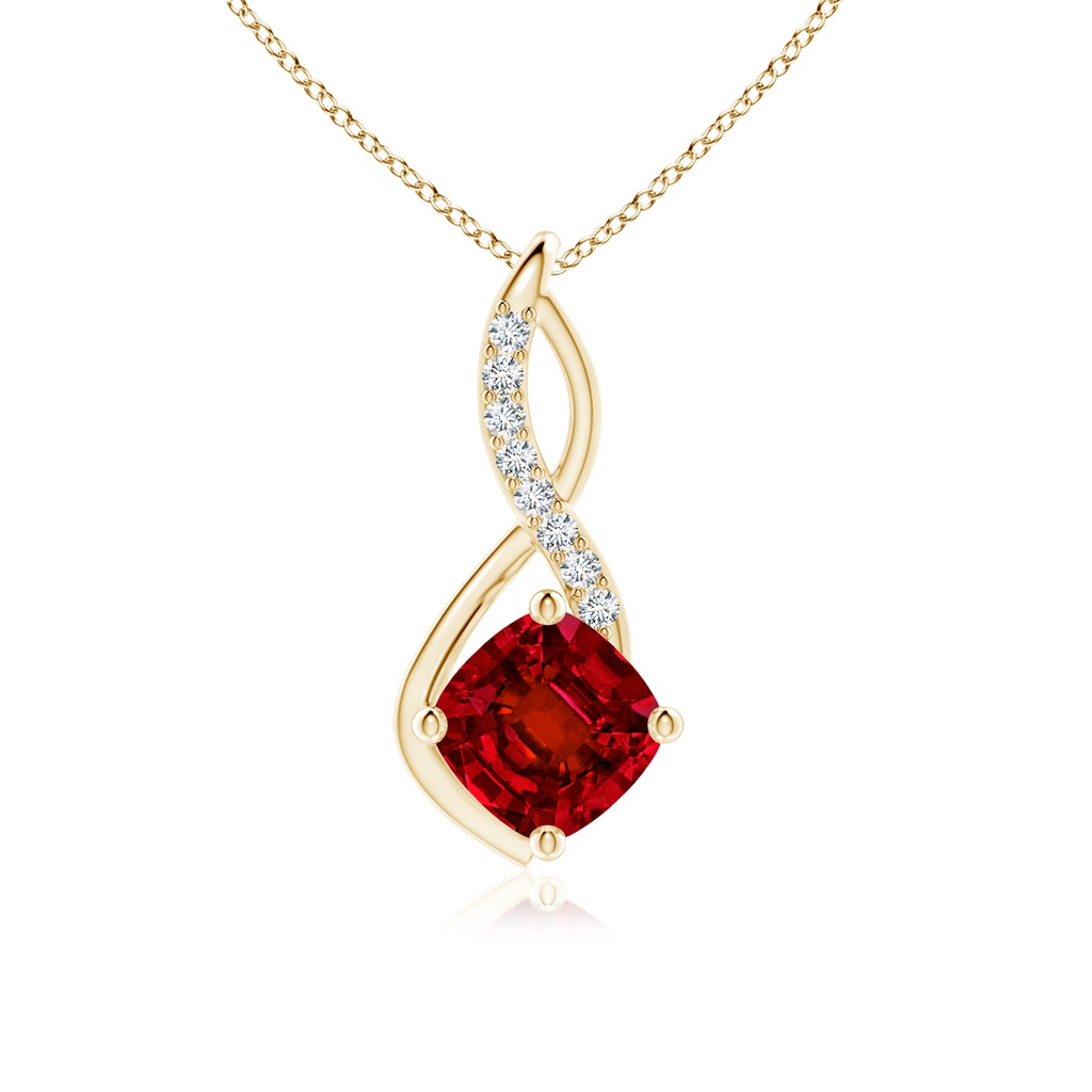 8mm Labgrown Lab-Grown Ruby Infinity Pendant with Lab Diamond Accents in Yellow Gold