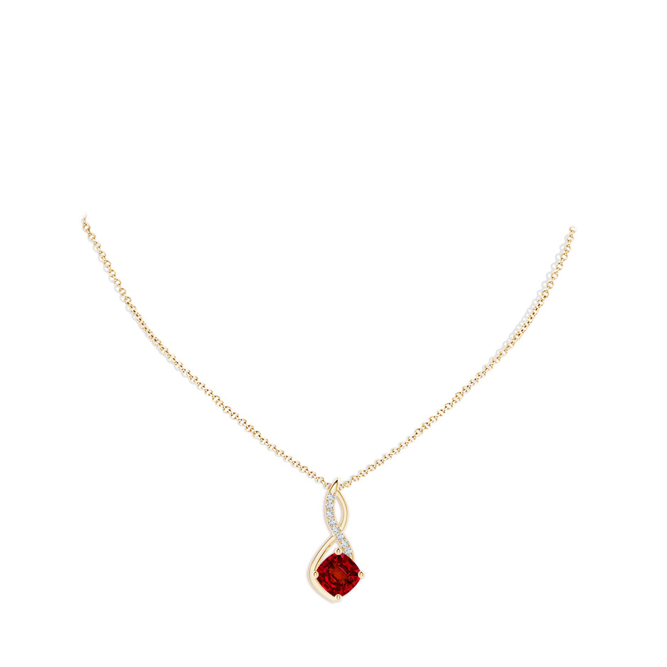 8mm Labgrown Lab-Grown Ruby Infinity Pendant with Lab Diamond Accents in Yellow Gold pen