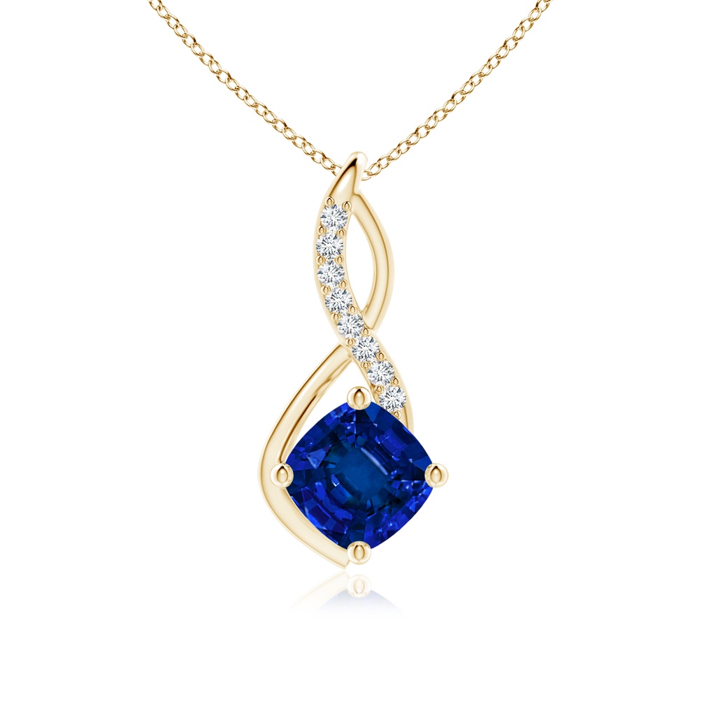 8mm Labgrown Lab-Grown Blue Sapphire Infinity Pendant with Lab Diamond Accents in Yellow Gold