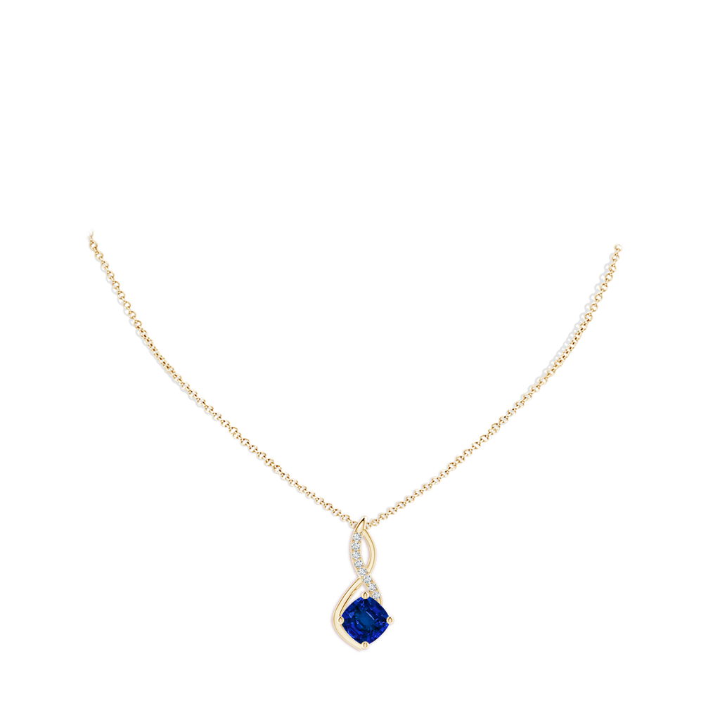 8mm Labgrown Lab-Grown Blue Sapphire Infinity Pendant with Lab Diamond Accents in Yellow Gold pen