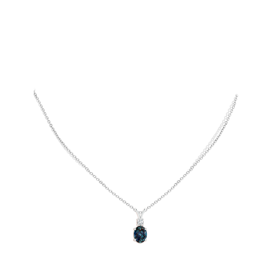 9x7mm Labgrown V-Bale Oval Lab-Grown Alexandrite Solitaire Pendant with Diamond in P950 Platinum pen