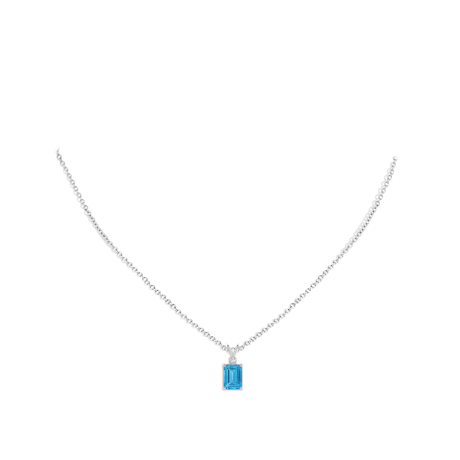 8x6mm Labgrown Emerald-Cut Lab-Grown Fancy Intense Blue Diamond Solitaire Pendant in White Gold pen