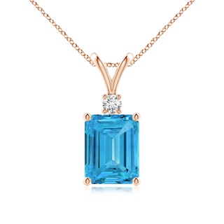 9x7mm Labgrown Emerald-Cut Lab-Grown Fancy Intense Blue Diamond Solitaire Pendant in 10K Rose Gold