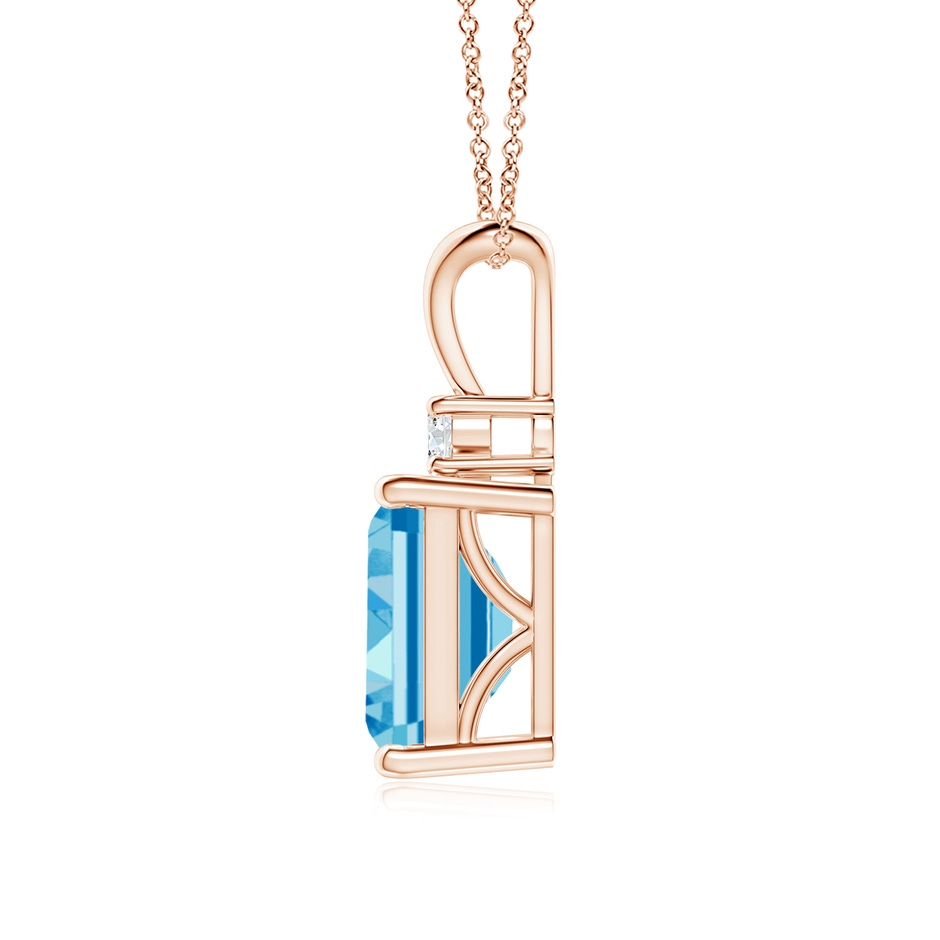 9x7mm Labgrown Emerald-Cut Lab-Grown Fancy Intense Blue Diamond Solitaire Pendant in Rose Gold side 199