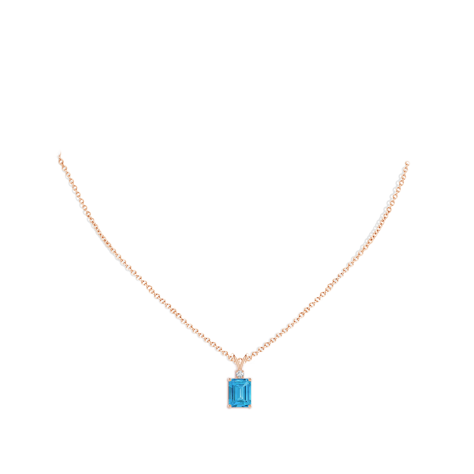 9x7mm Labgrown Emerald-Cut Lab-Grown Fancy Intense Blue Diamond Solitaire Pendant in Rose Gold pen