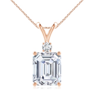 10x8.5mm FGVS Lab-Grown Emerald-Cut Diamond Solitaire Pendant with Diamond Accent in 9K Rose Gold