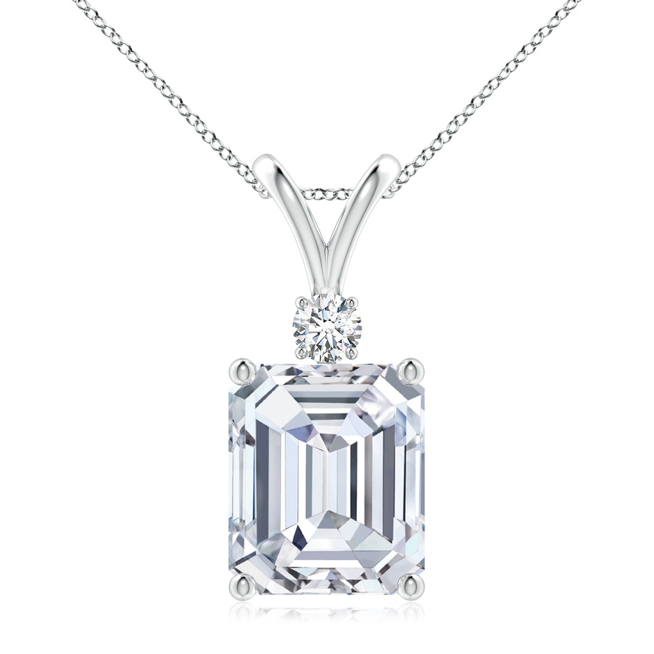 10x8.5mm FGVS Lab-Grown Emerald-Cut Diamond Solitaire Pendant with Diamond Accent in P950 Platinum 