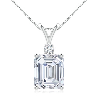 10x8.5mm FGVS Lab-Grown Emerald-Cut Diamond Solitaire Pendant with Diamond Accent in S999 Silver