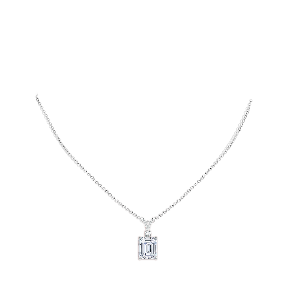 10x8.5mm FGVS Lab-Grown Emerald-Cut Diamond Solitaire Pendant with Diamond Accent in S999 Silver pen
