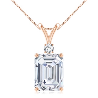 11x8.5mm FGVS Lab-Grown Emerald-Cut Diamond Solitaire Pendant with Diamond Accent in 18K Rose Gold