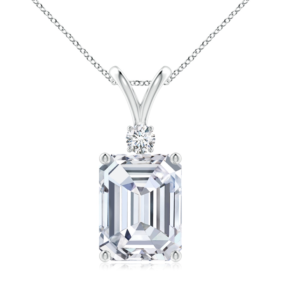 11x8.5mm FGVS Lab-Grown Emerald-Cut Diamond Solitaire Pendant with Diamond Accent in P950 Platinum 