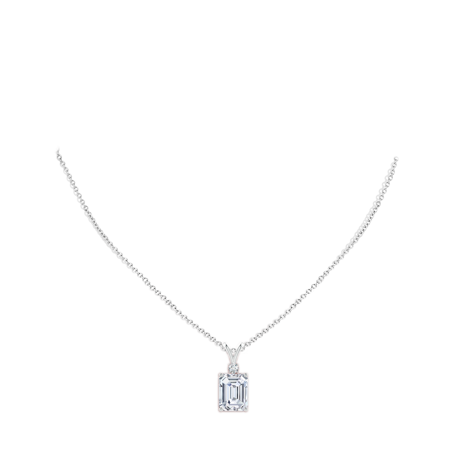 11x8.5mm FGVS Lab-Grown Emerald-Cut Diamond Solitaire Pendant with Diamond Accent in P950 Platinum pen