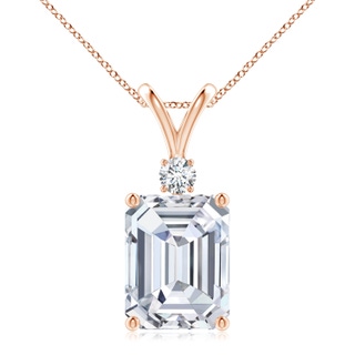 11x8.5mm FGVS Lab-Grown Emerald-Cut Diamond Solitaire Pendant with Diamond Accent in Rose Gold