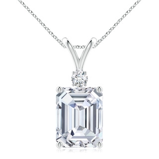 11x8.5mm FGVS Lab-Grown Emerald-Cut Diamond Solitaire Pendant with Diamond Accent in S999 Silver