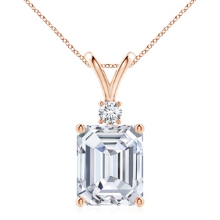 12x10mm FGVS Lab-Grown Emerald-Cut Diamond Solitaire Pendant with Diamond Accent in 10K Rose Gold