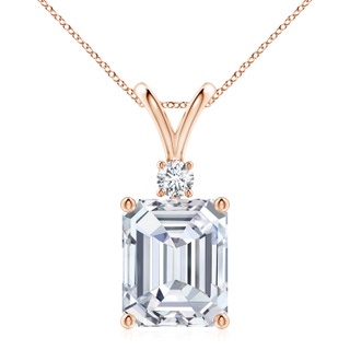 12x10mm FGVS Lab-Grown Emerald-Cut Diamond Solitaire Pendant with Diamond Accent in 18K Rose Gold