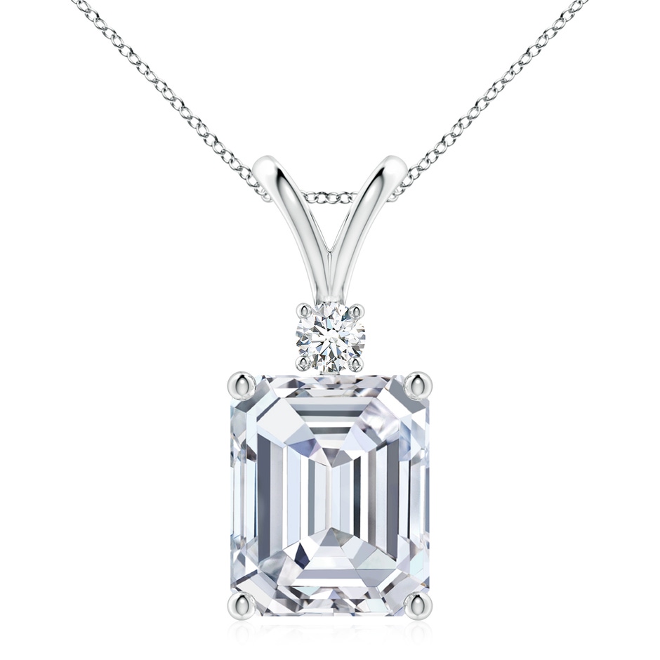 12x10mm FGVS Lab-Grown Emerald-Cut Diamond Solitaire Pendant with Diamond Accent in P950 Platinum 