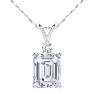 12x10mm FGVS Lab-Grown Emerald-Cut Diamond Solitaire Pendant with Diamond Accent in S999 Silver