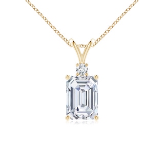 7x5mm FGVS Lab-Grown Emerald-Cut Diamond Solitaire Pendant with Diamond Accent in 18K Yellow Gold