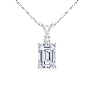 7x5mm FGVS Lab-Grown Emerald-Cut Diamond Solitaire Pendant with Diamond Accent in S999 Silver
