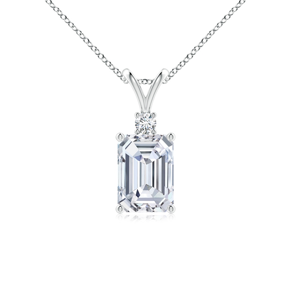 7x5mm FGVS Lab-Grown Emerald-Cut Diamond Solitaire Pendant with Diamond Accent in S999 Silver 