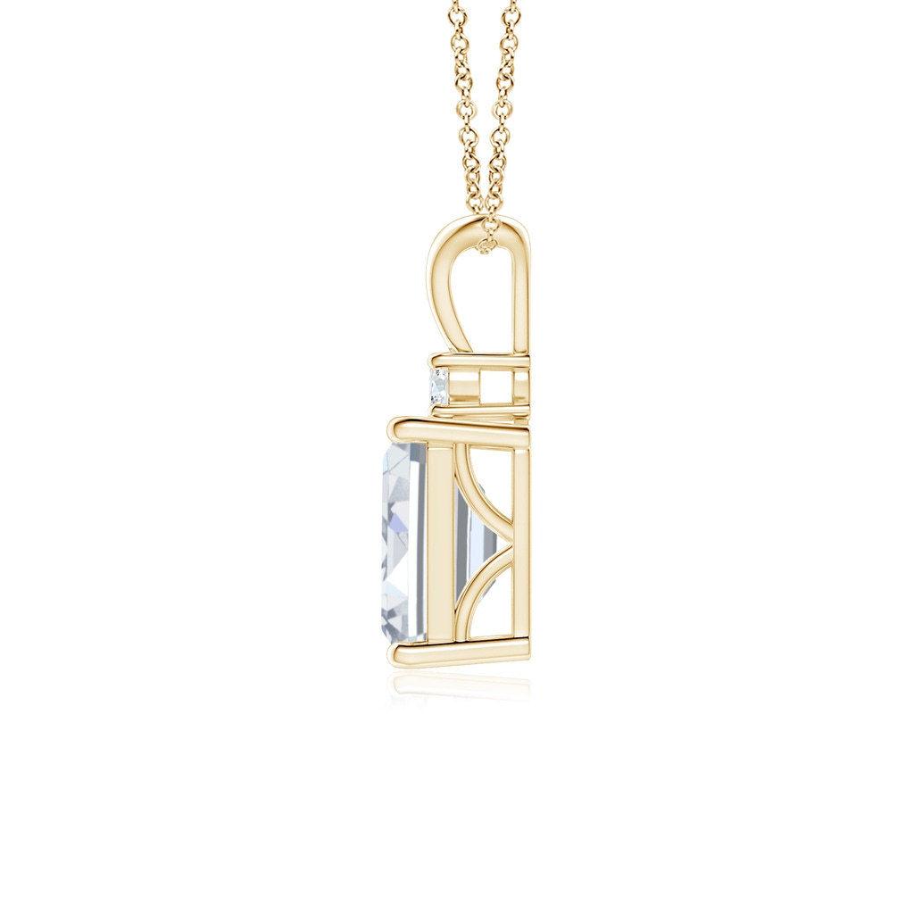 7x5mm FGVS Lab-Grown Emerald-Cut Diamond Solitaire Pendant with Diamond Accent in Yellow Gold - side 199