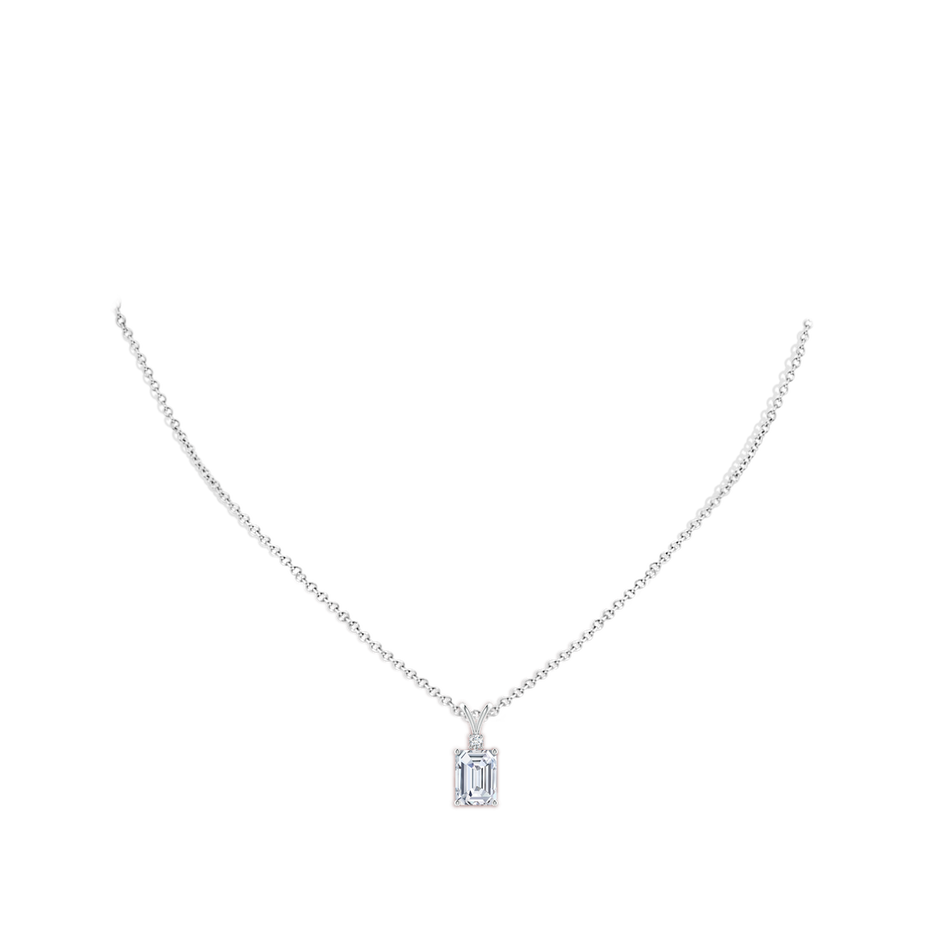 8x6mm FGVS Lab-Grown Emerald-Cut Diamond Solitaire Pendant with Diamond Accent in P950 Platinum pen