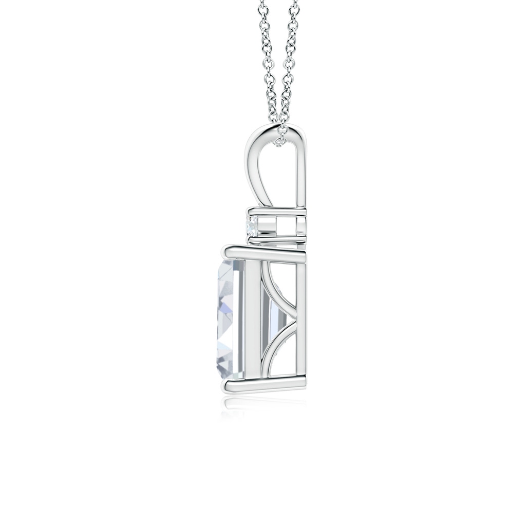 8x6mm FGVS Lab-Grown Emerald-Cut Diamond Solitaire Pendant with Diamond Accent in White Gold - side 199