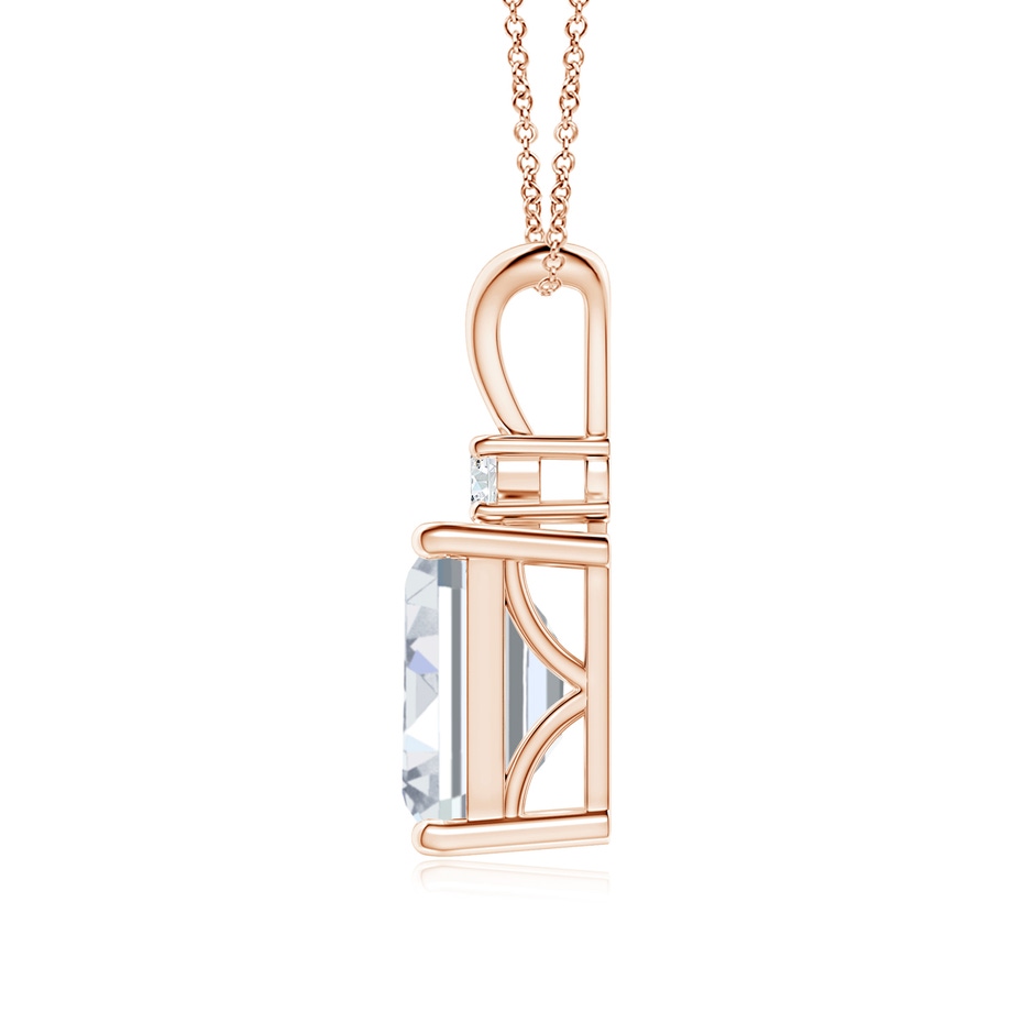 9x7mm FGVS Lab-Grown Emerald-Cut Diamond Solitaire Pendant with Diamond Accent in Rose Gold side 199