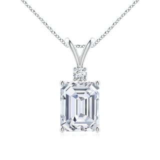 9x7mm FGVS Lab-Grown Emerald-Cut Diamond Solitaire Pendant with Diamond Accent in S999 Silver