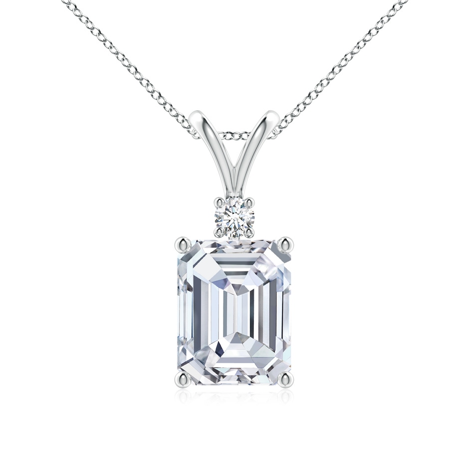 9x7mm FGVS Lab-Grown Emerald-Cut Diamond Solitaire Pendant with Diamond Accent in White Gold 