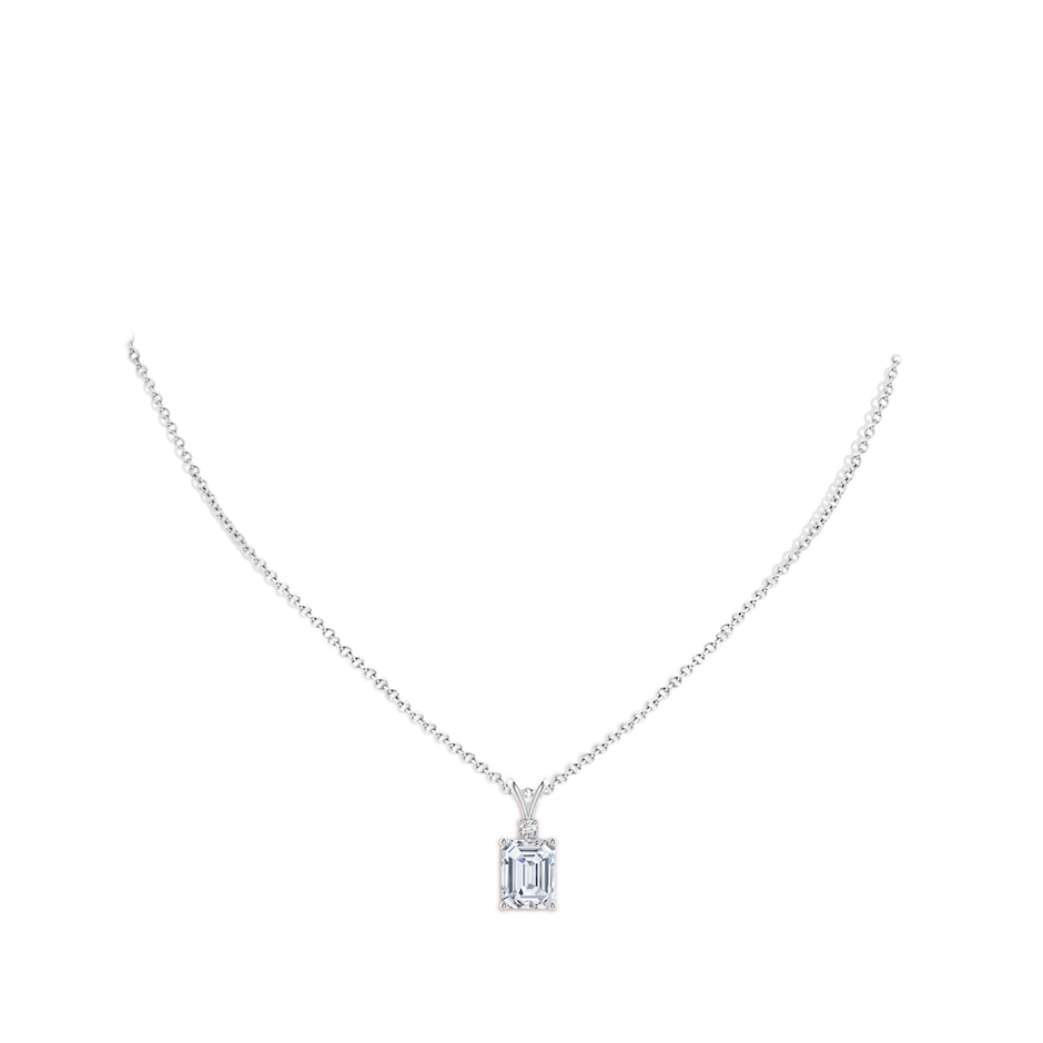 9x7mm FGVS Lab-Grown Emerald-Cut Diamond Solitaire Pendant with Diamond Accent in White Gold pen