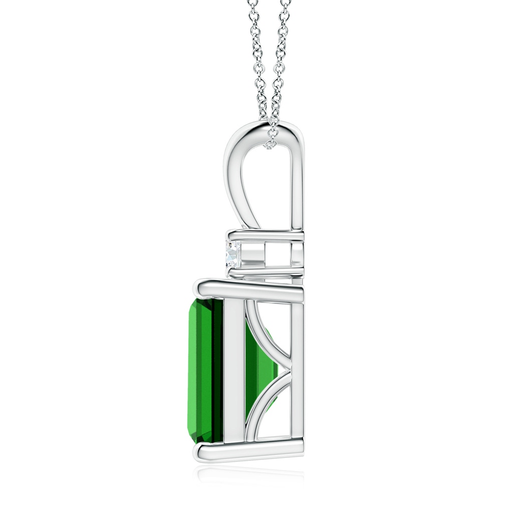 10x8mm Labgrown Lab-Grown Emerald-Cut Emerald Solitaire Pendant with Diamond in P950 Platinum - side 199
