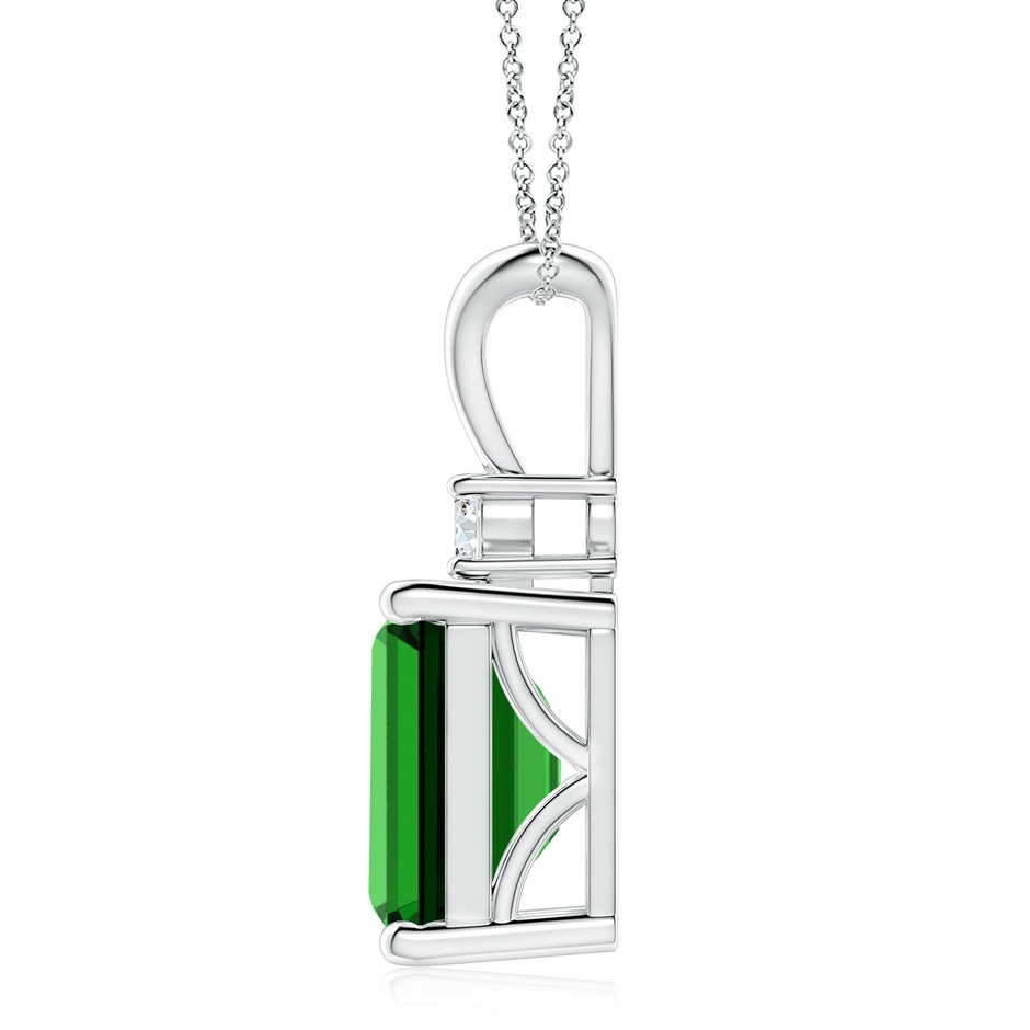 12x10mm Labgrown Lab-Grown Emerald-Cut Emerald Solitaire Pendant with Diamond in White Gold side 199