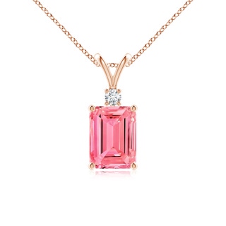 8x6mm Labgrown Emerald-Cut Lab-Grown Fancy Intense Pink Diamond Solitaire Pendant in 9K Rose Gold