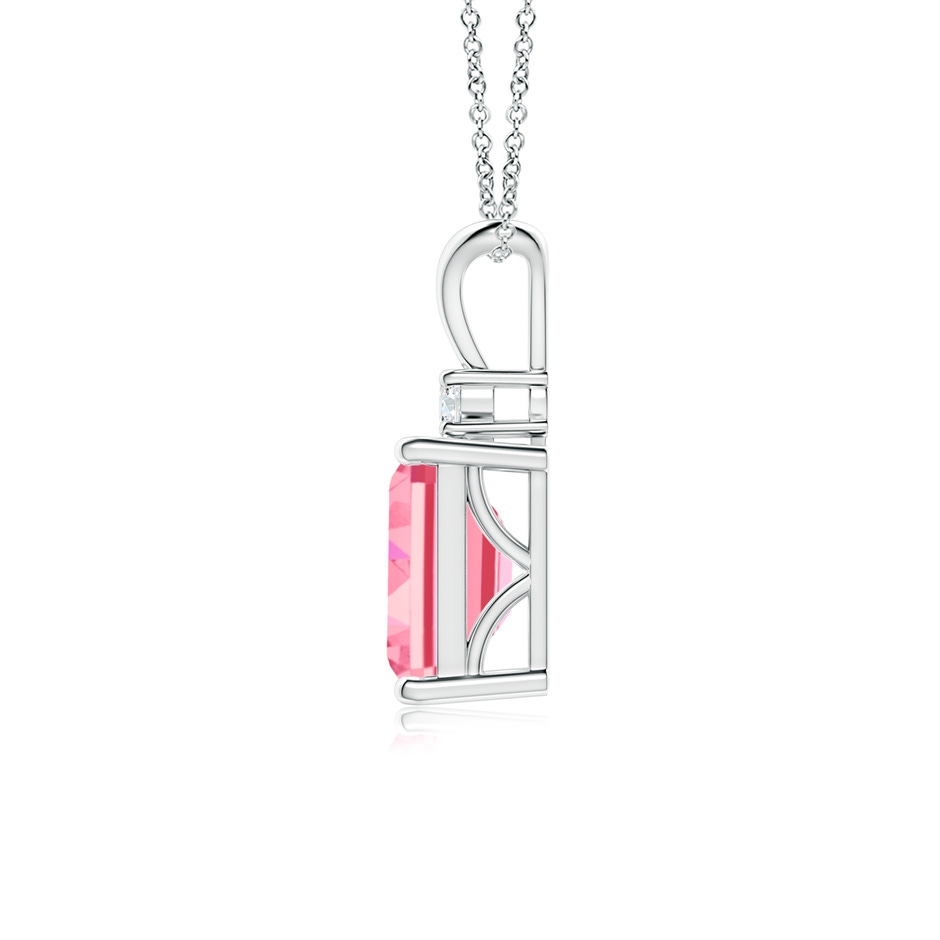 8x6mm Labgrown Emerald-Cut Lab-Grown Fancy Intense Pink Diamond Solitaire Pendant in White Gold side 199