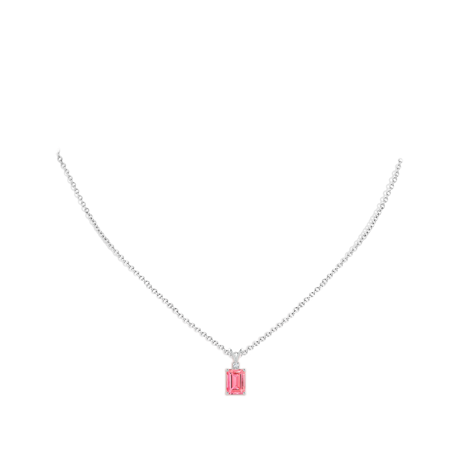 8x6mm Labgrown Emerald-Cut Lab-Grown Fancy Intense Pink Diamond Solitaire Pendant in White Gold pen