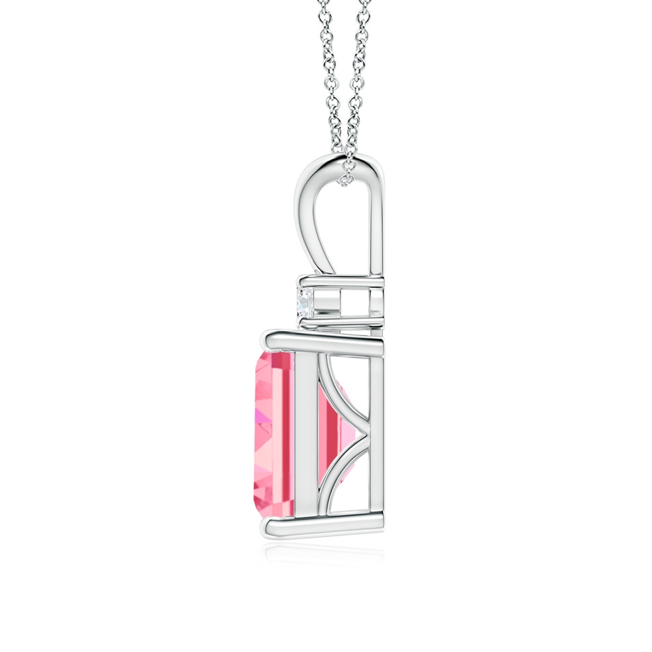 9x7mm Labgrown Emerald-Cut Lab-Grown Fancy Intense Pink Diamond Solitaire Pendant in White Gold side 199