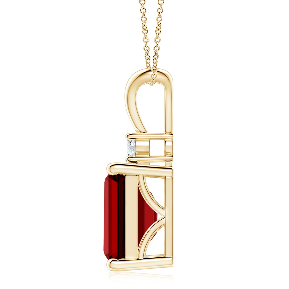 12x10mm Labgrown Lab-Grown Emerald-Cut Ruby Solitaire Pendant with Diamond in Yellow Gold side 199
