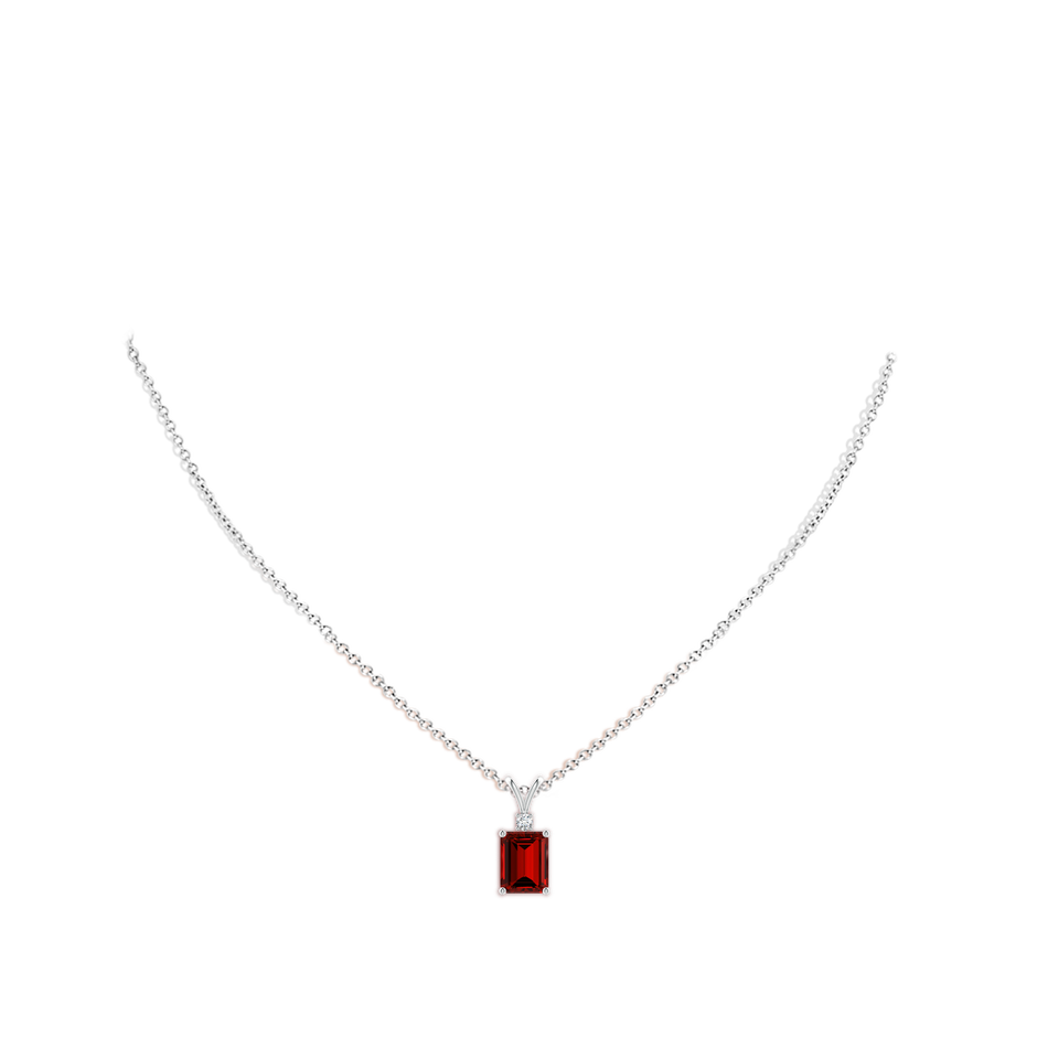 9x7mm Labgrown Lab-Grown Emerald-Cut Ruby Solitaire Pendant with Diamond in S999 Silver pen
